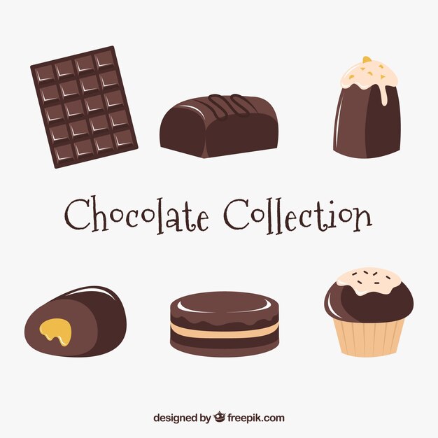 Conjunto de barras y trozos de delicioso chocolate