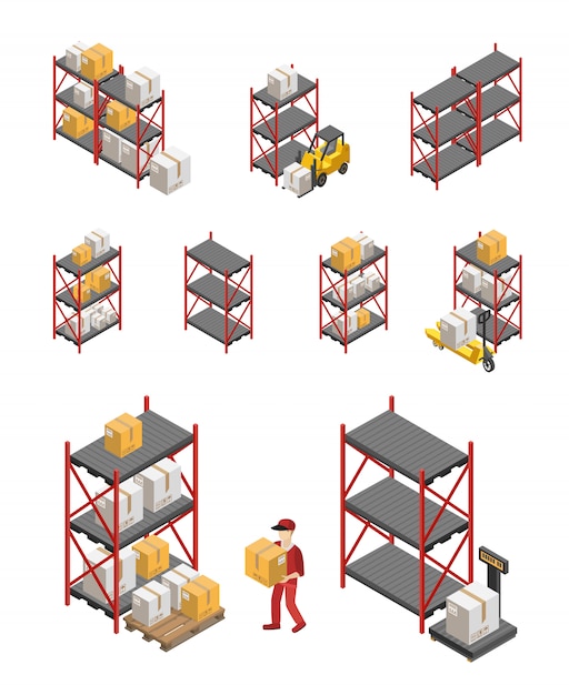 Vector gratuito conjunto de bastidores de almacenamiento