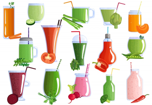 Vector gratuito conjunto de batidos de verduras