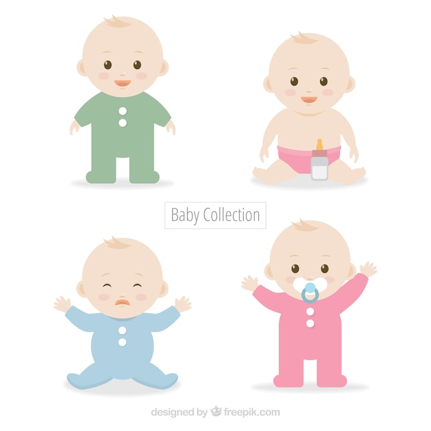 Vector gratuito conjunto de bebés lindos