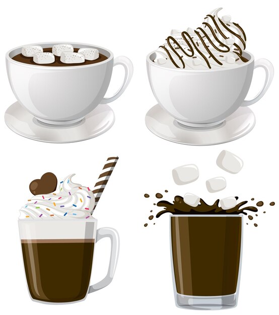 Conjunto de bebida de chocolate