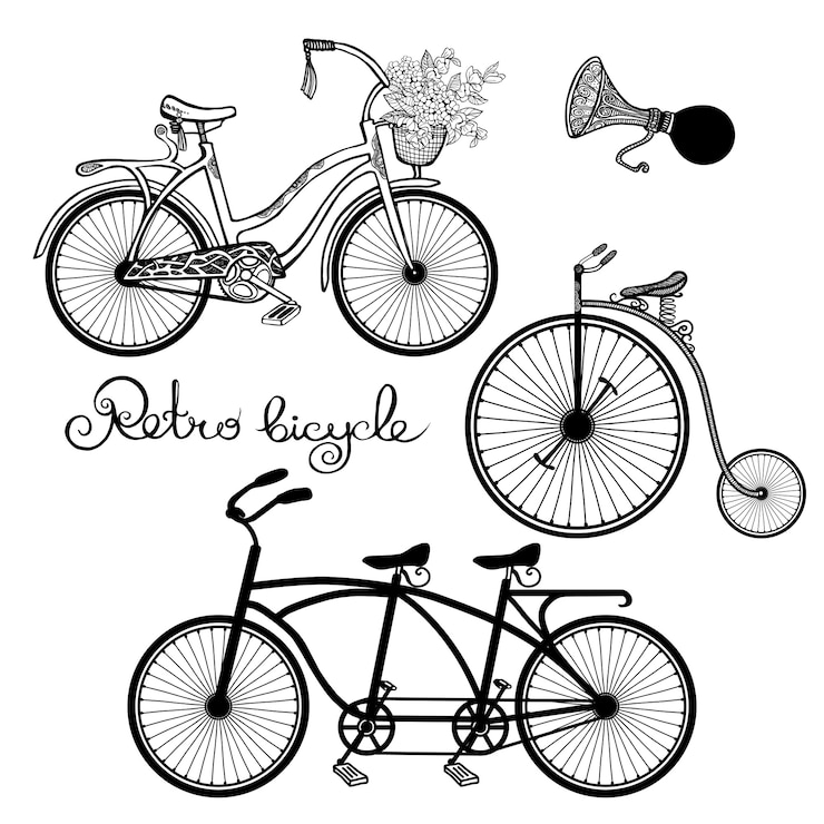 Vector gratuito conjunto de bicicletas retro