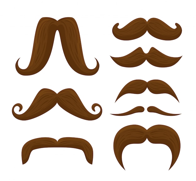 Vector gratuito conjunto de bigotes masculinos