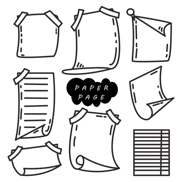 Conjunto de bloc de notas de doodle dibujado a mano para notas de mensajes estilo doodle