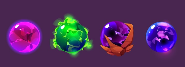 Vector gratuito conjunto de bolas de juego mágicas aisladas en el fondo