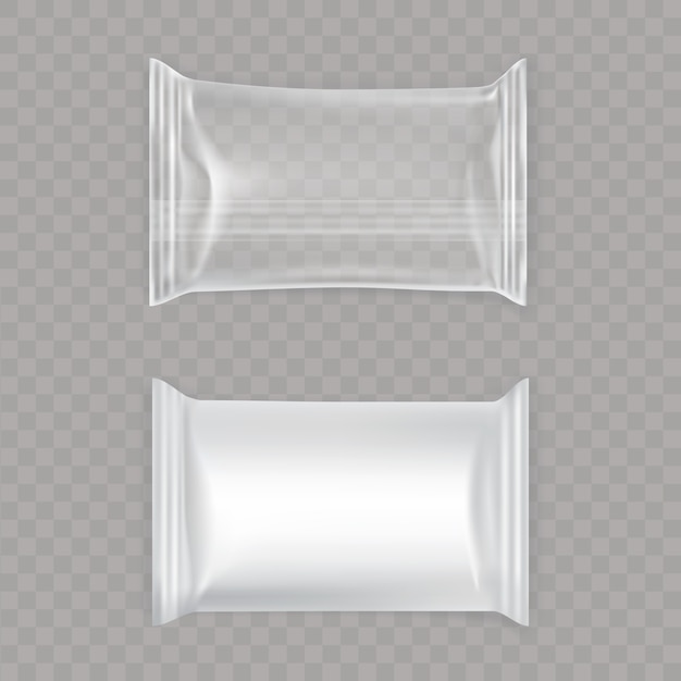 Conjunto de bolsas de plástico blancas y transparentes.
