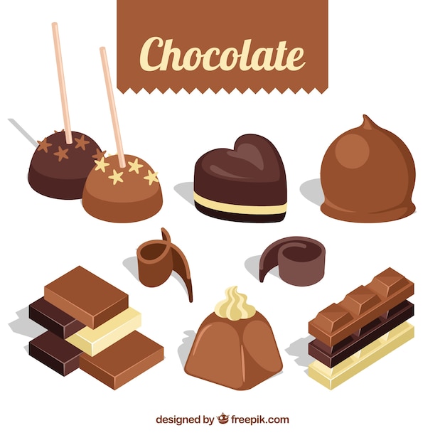 Conjunto de bombones de chocolates con sabores diferentes