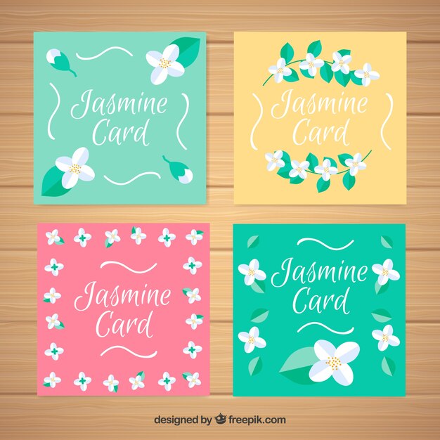 Conjunto bonito de tarjetas de jazmín