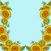 Vector gratuito conjunto de borde de girasol dibujado a mano