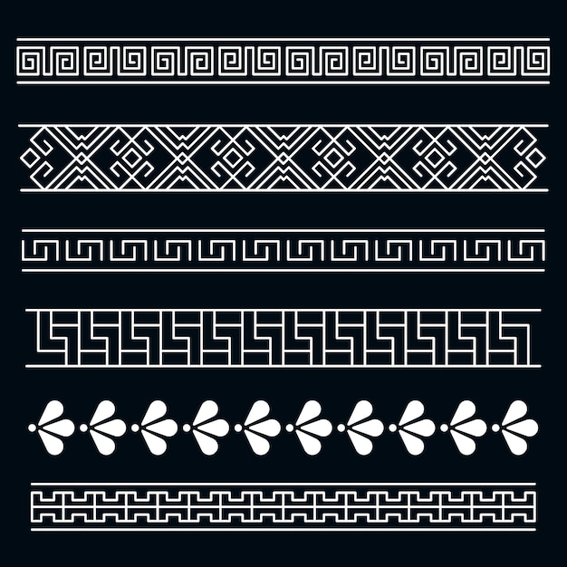 Conjunto de borde griego dibujado a mano