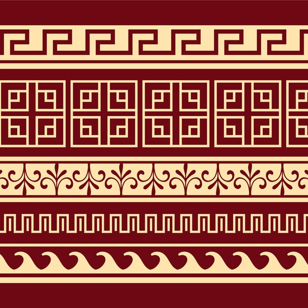 Conjunto de borde griego de diseño plano
