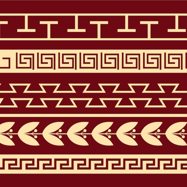 Conjunto de borde griego de diseño plano