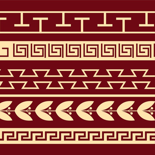 Conjunto de borde griego de diseño plano