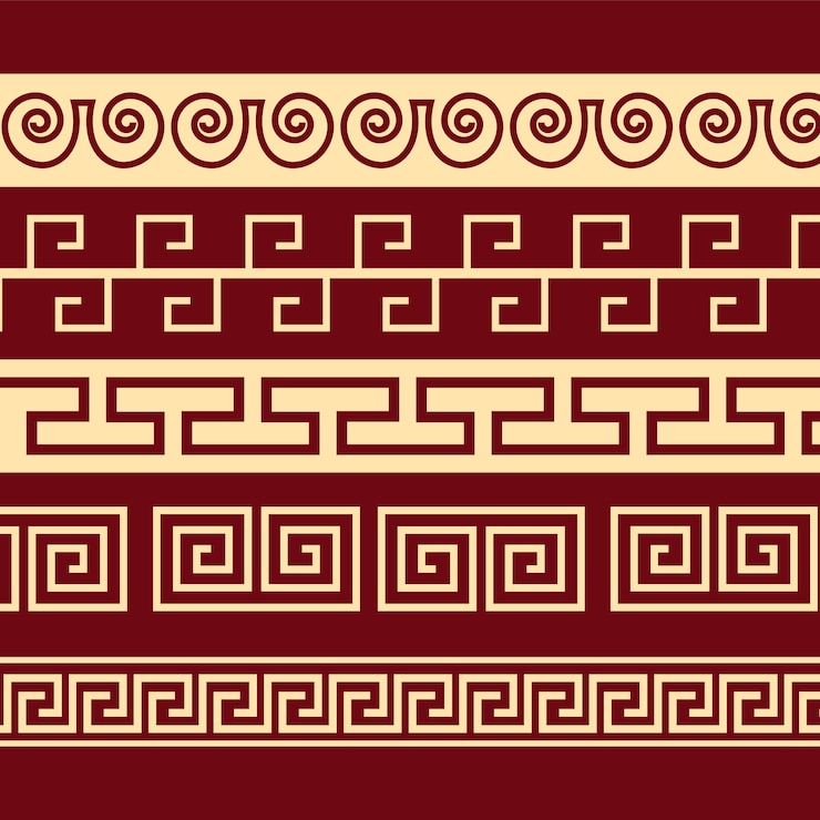 Vector gratuito conjunto de borde griego de diseño plano
