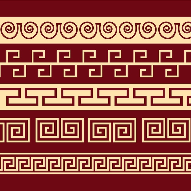 Conjunto de borde griego de diseño plano