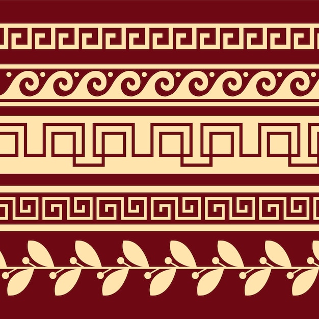 Conjunto de borde griego de diseño plano
