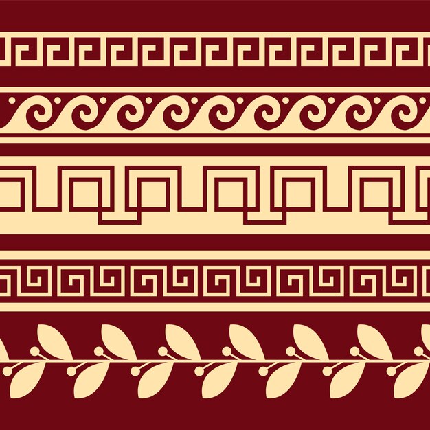 Conjunto de borde griego de diseño plano