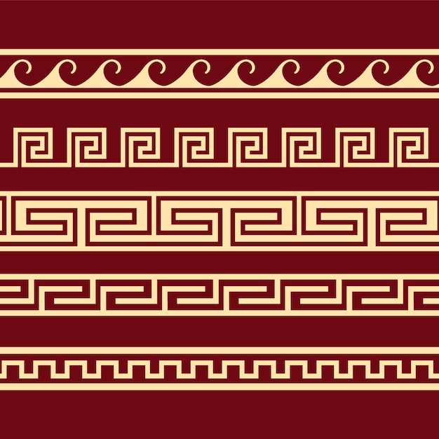 Conjunto de borde griego de diseño plano