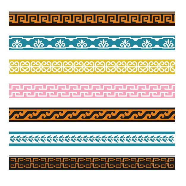 Conjunto de borde griego de diseño plano