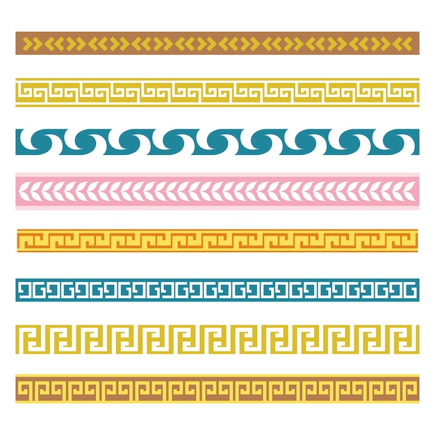 Conjunto de borde griego de diseño plano