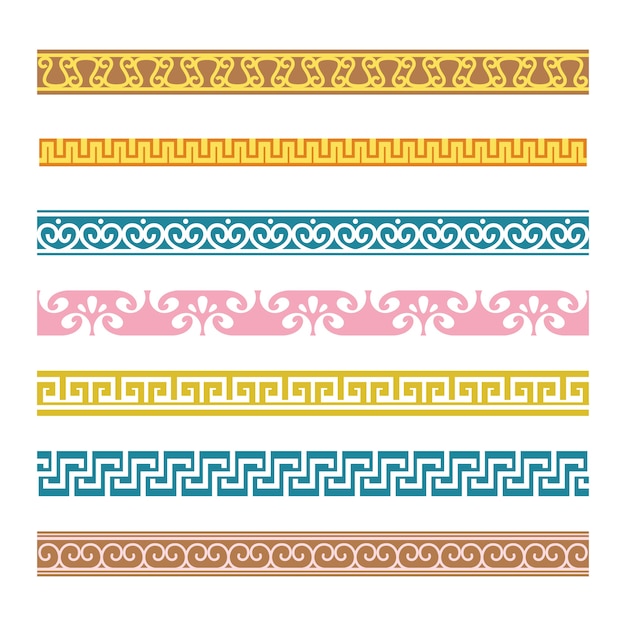 Conjunto de borde griego de diseño plano
