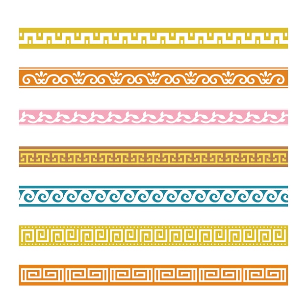 Conjunto de borde griego de diseño plano