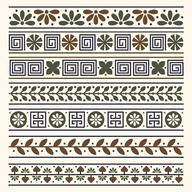 Conjunto de borde griego de diseño plano