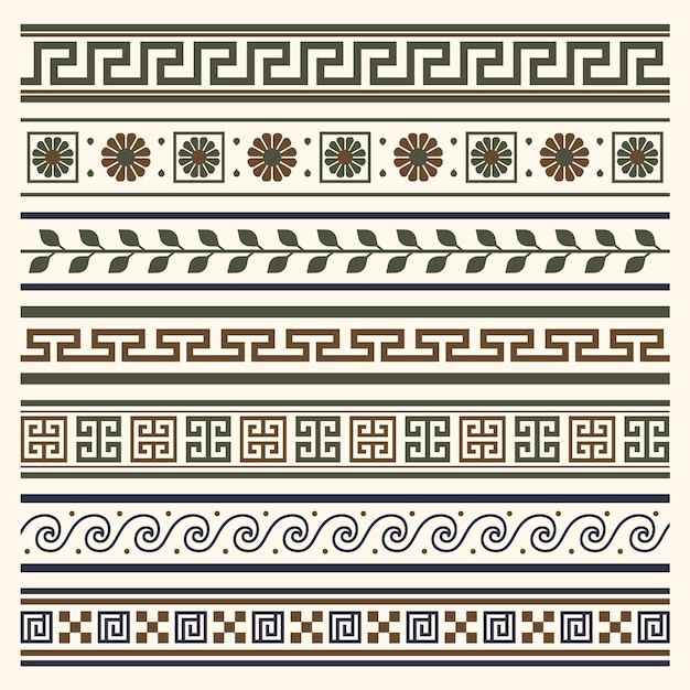 Conjunto de borde griego de diseño plano