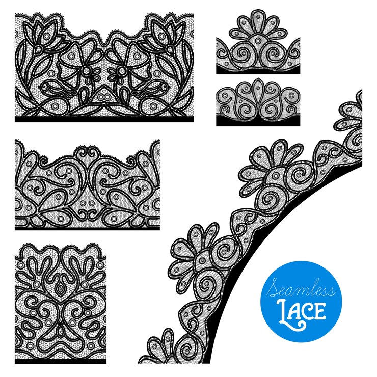 Vector gratuito conjunto de bordes de encaje