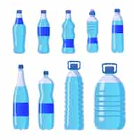 Vector gratuito conjunto de botellas de agua potable de plástico