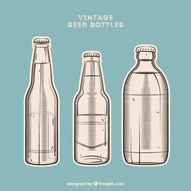 Conjunto de botellas de cerveza vintage