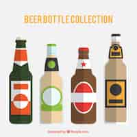 Vector gratuito conjunto de botellas de cervezas variadas
