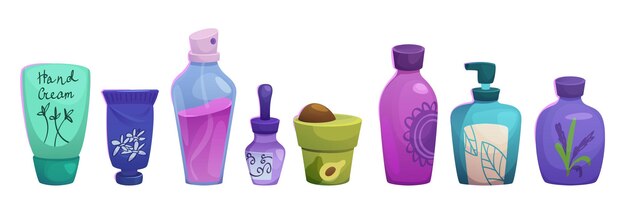 Conjunto de botellas de productos cosméticos