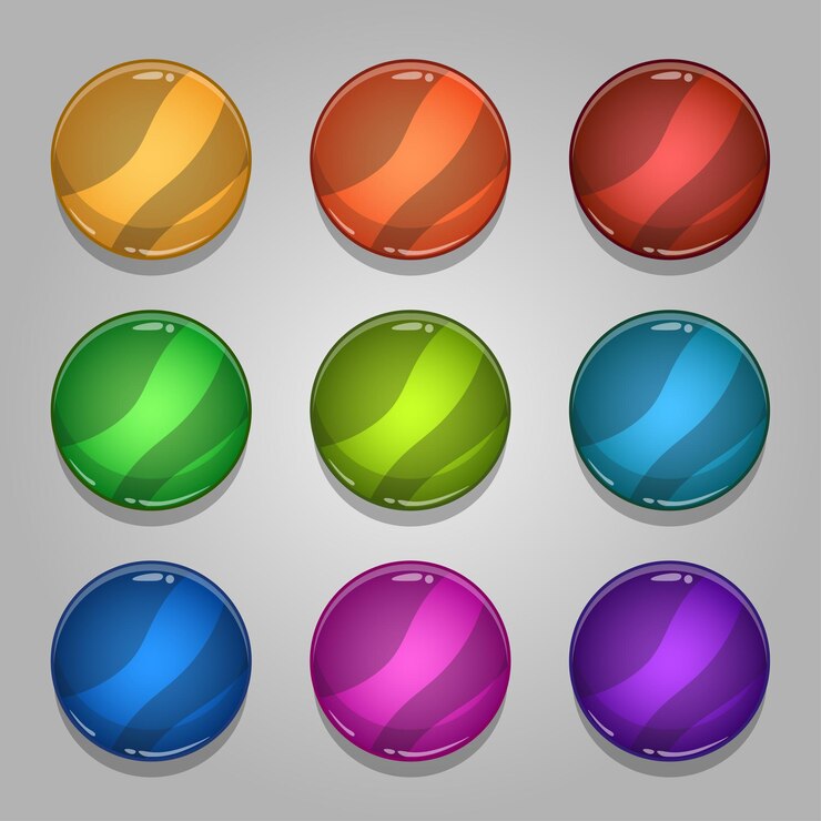 Vector gratuito conjunto de botones de círculo colorido en blanco