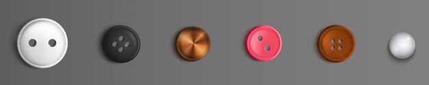Conjunto de botones de costura con agujeros y diseño sólido.