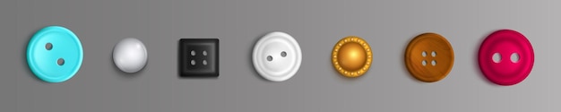 Conjunto de botones de costura con agujeros y diseño sólido.