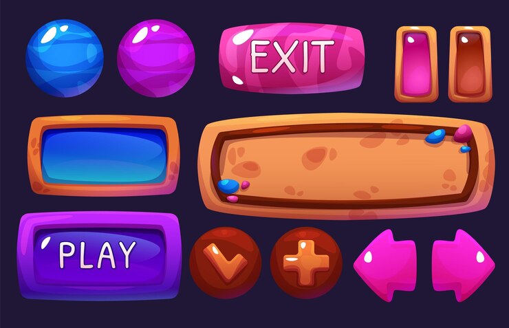 Vector gratuito conjunto de botones de juego de computadora