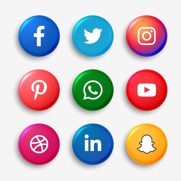 Vector gratuito conjunto de botones de logotipo de redes sociales