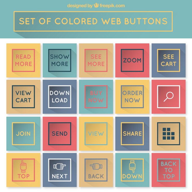Vector gratuito conjunto de botones web de colores