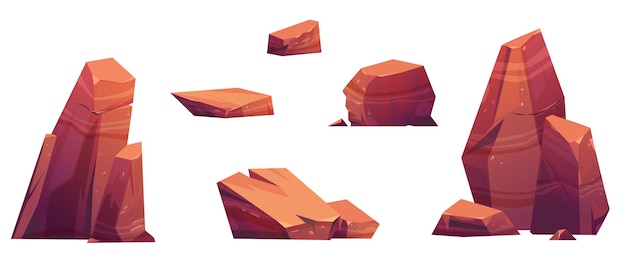 Vector gratuito conjunto de bultos y piezas de roca de montaña de piedras del desierto