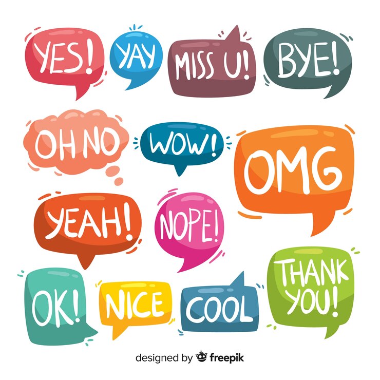 Vector gratuito conjunto de burbujas coloridas discurso con diferentes expresiones