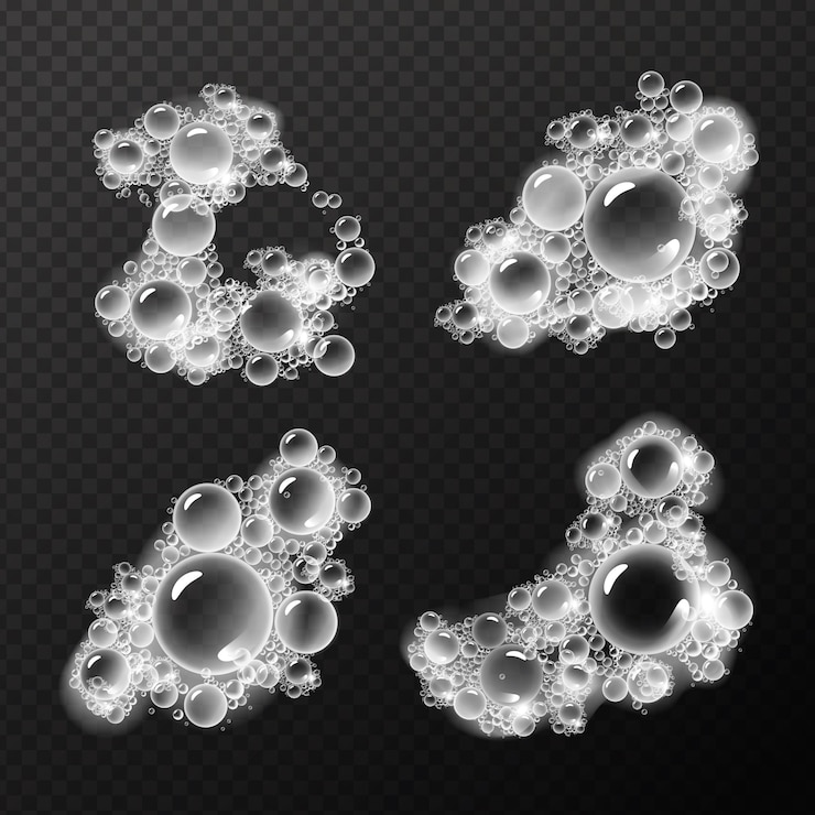Vector gratuito conjunto de burbujas de espuma de jabón