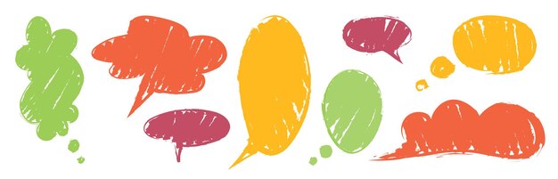 Conjunto de burbujas de habla con textura de lápiz de colores