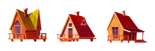 Conjunto de cabañas de madera con estructuras de madera