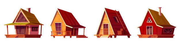 Conjunto de cabañas de madera con estructuras de madera