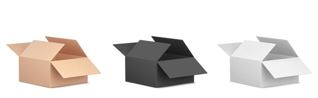 Conjunto de cajas de cartón 3D.