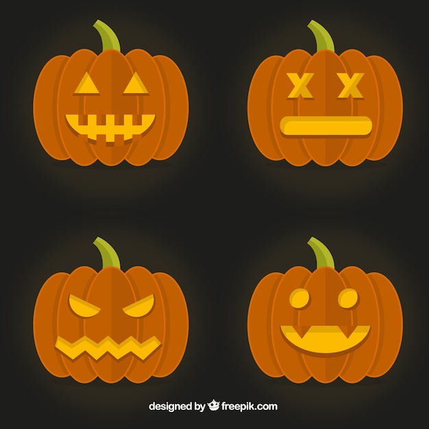 Vector gratuito conjunto de calabazas emoticonos