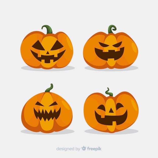 Conjunto de calabazas planas de halloween