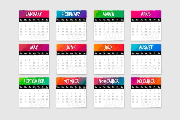 Vector gratuito conjunto de calendarios con meses y días.