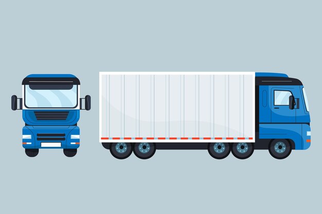 Conjunto de camiones de transporte dibujados a mano